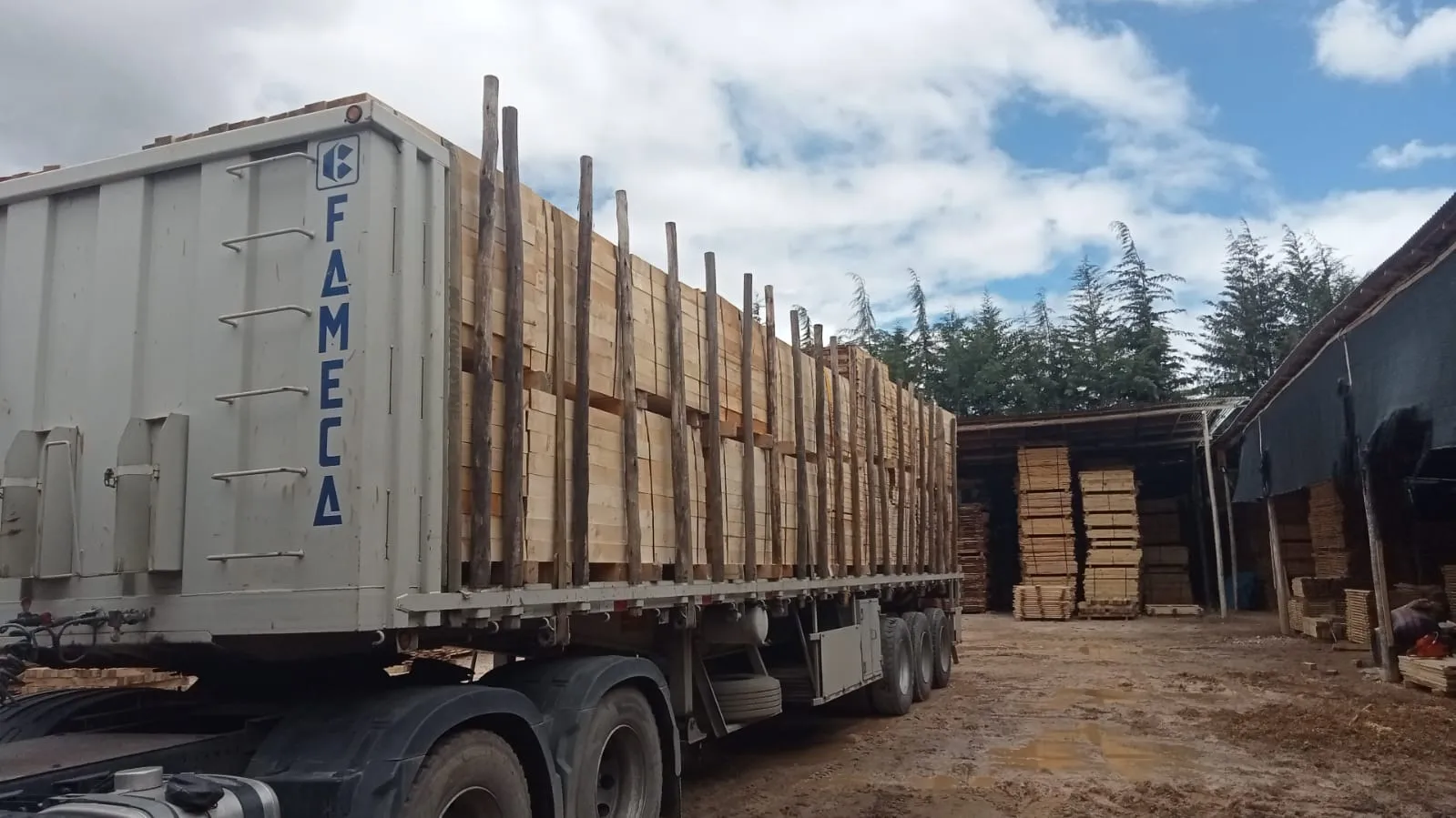 Camión transportando madera para despacho